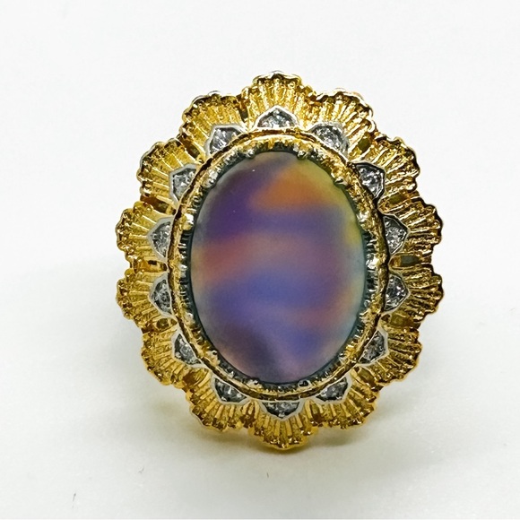NWOT Gorgeous large cocktail ring with blue stone adjustable size - Picture 15 of 15